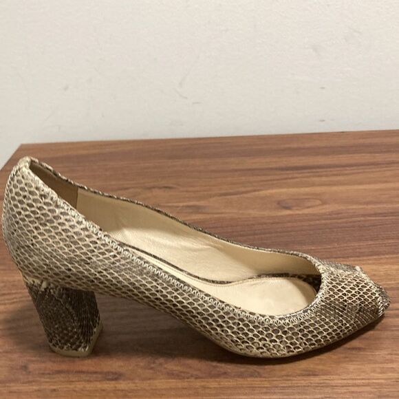 Prada Snakeskin Peep Toe Pumps with Block Heels. Size EU 36.5. - Picture 3 of 9